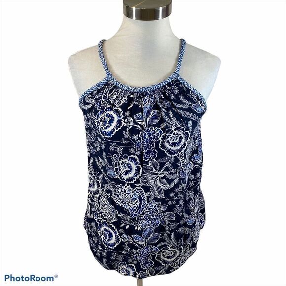 Gap Blue Floral Rope Strap Tank Top Size XS - Picture 1 of 9